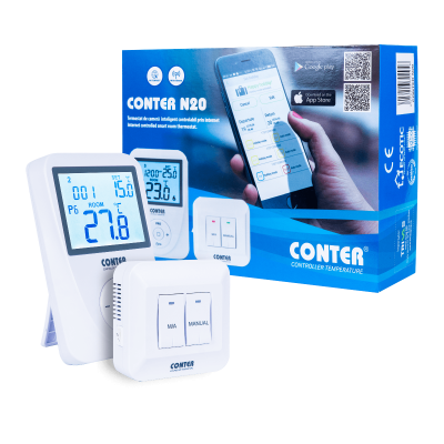 Termostat de ambient fara fir CONTER N20 WiFi controlabil prin internet