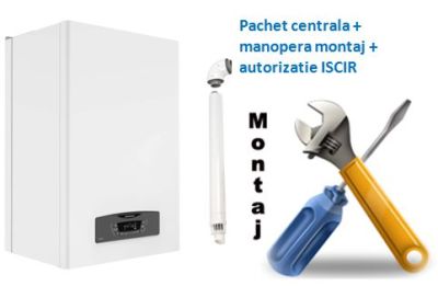 Pachet centrala termica condensatie cu boiler incorporat Ariston Clas B One Wifi 35 KW cu manopera montaj si autorizare ISCIR