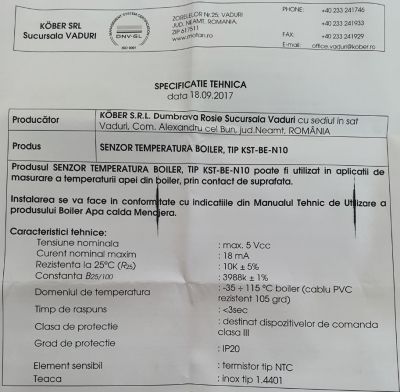 Sonda boiler Motan