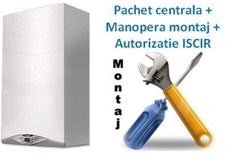 Pachet centrala termica condensatie Ariston HS Premium 30 EU2 - 30KW ERP cu manopera montaj si autorizare ISCIR